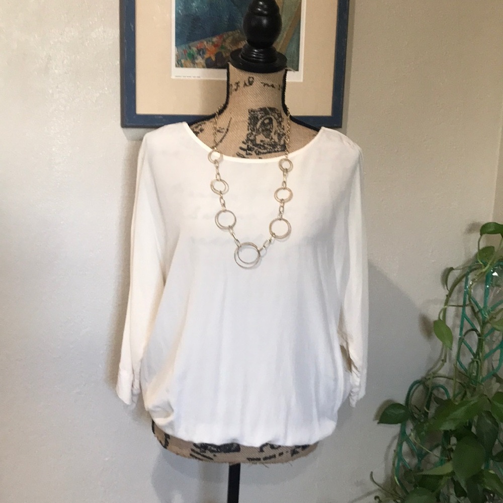 V Low Back Cream  Dressy Top